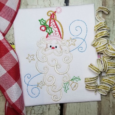 swirly santa machine embroidery design